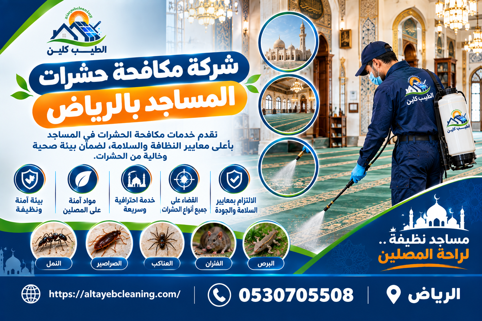 شركة مكافحة حشرات المساجد بالرياض